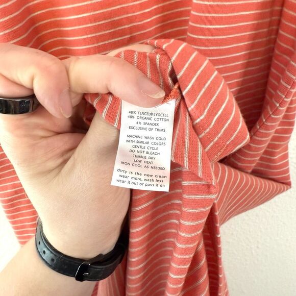 Toad & Co Samba Paseo Coral Striped Tank Midi Dress Size Medium - Picture 2 of 8